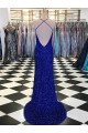 Discount V-Neck Sleeveless Long Velvet Sequin Prom Dress UK
