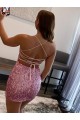 Discount Spaghetti Straps Sleeveless Short Velvet Sequin Homecoming Dress / Prom Dress UK