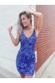 Discount Short Velvet Sequin V-Neck Sleeveless Homecoming Dress / Prom Dress UK