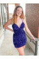 Discount Sleeveless Short Velvet Sequin V-Neck Homecoming Dress / Prom Dress UK