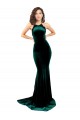 Discount High Neck Formal Stretch Velvet Bridesmaid Dress / Prom Dress with Black Lace Embroidery UK