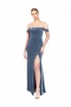 Discount Draped Sleeves Wide Scoop Neck Off the Shoulder Velvet Bridesmaid Dress / Prom Dress UK