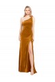 Discount Sleek One Shoulder Long Formal Velvet Bridesmaid Dress / Prom Dress UK