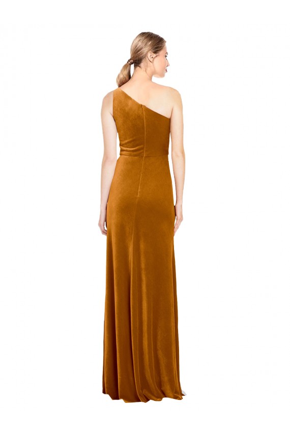 Discount Sleek One Shoulder Long Formal Velvet Bridesmaid Dress / Prom Dress UK