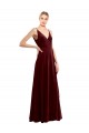 Discount Faux Wrap V-Neck Sleek Long Formal Velvet Bridesmaid Dress / Prom Dress UK