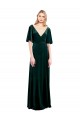 Discount Deep V-Neck Flutter Sleeves Long Velvet Wrap Bridesmaid Dress / Prom Dress UK