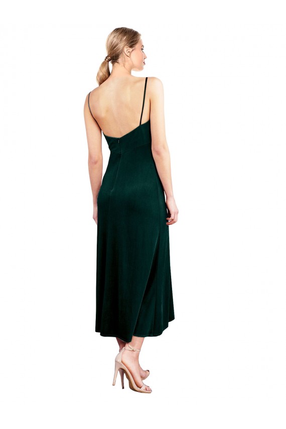 Discount Midi Cocktail Length Cowl Neck Velvet Slip Bridesmaid Dress / Prom Dress UK