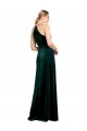 Discount Long Jewel Neck Full Length Velvet Bridesmaid Dress / Prom Dress with Side Slit UK