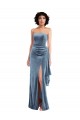 Discount Strapless Formal Velvet Maxi Bridesmaid Dress / Prom Dress with Draped Skirt UK