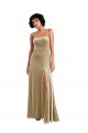 Discount Square Neck Formal Velvet Maxi Bridesmaid Dress / Prom Dress with Front Slit UK