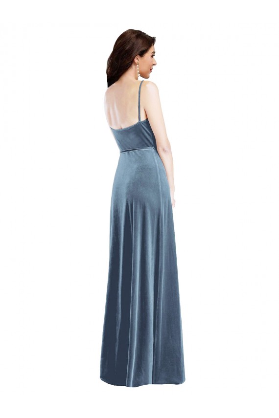Discount Velvet Wrap Maxi Bridesmaid Dress / Prom Dress with Pockets UK