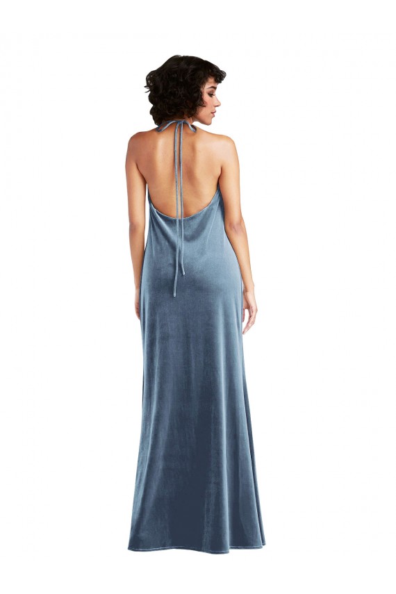 Discount Cowl Neck Velvet Maxi Slip Prom Dress UK