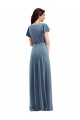 Discount Flutter Sleeve Velvet Wrap Maxi Bridesmaid Dress / Prom Dress with Pockets UK