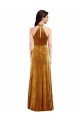 Discount High-Neck Halter Velvet Maxi Bridesmaid Dress / Prom Dress with Front Slit UK