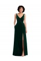 Discount Floor Length Velvet Maxi Bridesmaid Dress / Prom Dress with Shirred Bodice and Front Slit UK