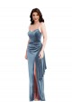 Discount Spaghetti Strap Formal Velvet Maxi Bridesmaid Dress / Prom Dress with Draped Skirt UK
