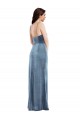 Discount Spaghetti Strap Formal Velvet Maxi Bridesmaid Dress / Prom Dress with Draped Skirt UK