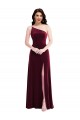 Discount One Shoulder Spaghetti Strap Velvet Maxi Bridesmaid Dress / Prom Dress with Pockets UK