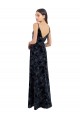 Discount Floral Velvet Surplice V-Neck Long Bridesmaid Dress with V-Back UK