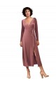 Discount Long Sleeve Velvet Faux Wrap Midi Length Bridesmaid Dress / Prom Dress UK