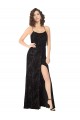 Discount Floral Velvet Cowl Neck Bridesmaid Dress with Skirt Slit UK