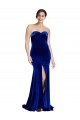 Discount Strapless Ruched Formal Velvet Bridesmaid Dress / Prom Dress with Sweep Train and Front Slit UK