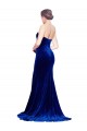 Discount Strapless Ruched Formal Velvet Bridesmaid Dress / Prom Dress with Sweep Train and Front Slit UK