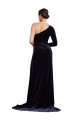 Discount One Sleeve Long Formal Velvet Bridesmaid Dress / Prom Dress with Thigh High Split UK